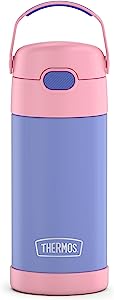 Garrafa de canudo infantil Funtainer Thermos 355 ml de aço inoxidável, roxo/rosa