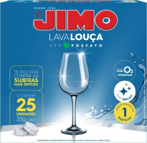 JIMO Lava Louça Detergente Concentrado Remove Sujeiras Difíceis Alto Poder Desengordurante Super Brilho Biodegradável 25 pastilhas
