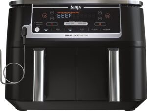 Ninja DZ550 Foodi 10 Quart 6-in-1 DualZone Smart XL Air Fryer with 2 Independent Baskets, Smart Cook Thermometer for Perfect Doneness, Match Cook & Smart Finish to Roast, Dehydrate & More, Grey
